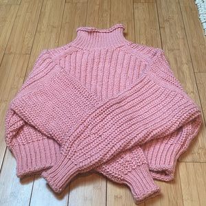 Chunky knit pink sweater